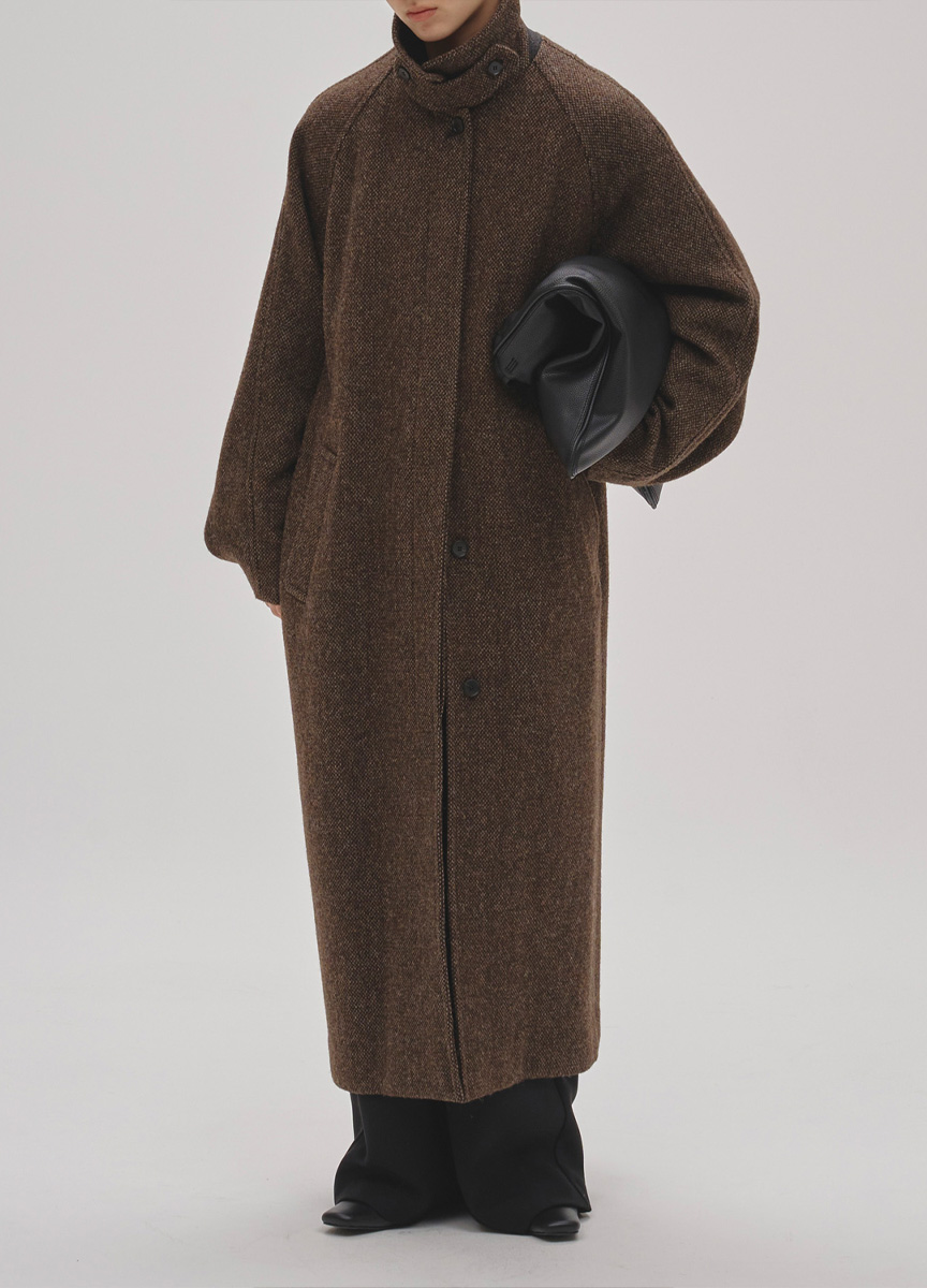 毛料混紡拉格蘭袖長大衣